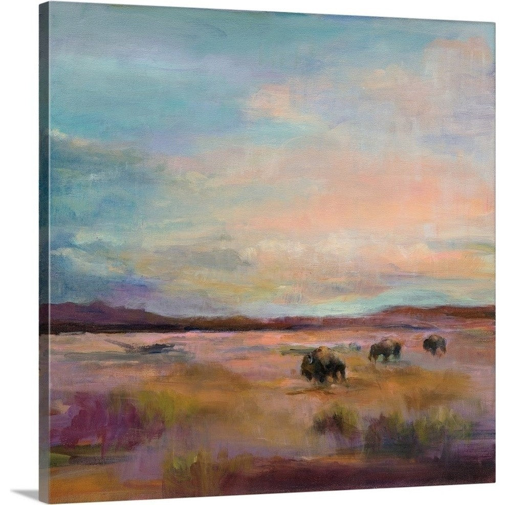 "Buffalo Under Big Sky" Wrapped Canvas Art Print, 30"x30"x1.5"