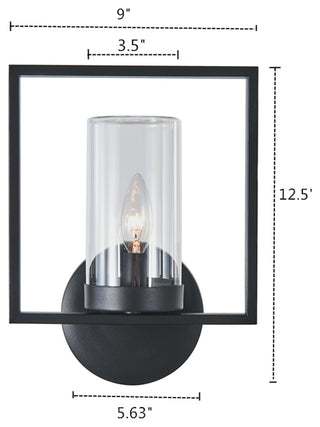 Daniel 1-Light Textured Black Outdoor/Indoor Wall Sconce 13"