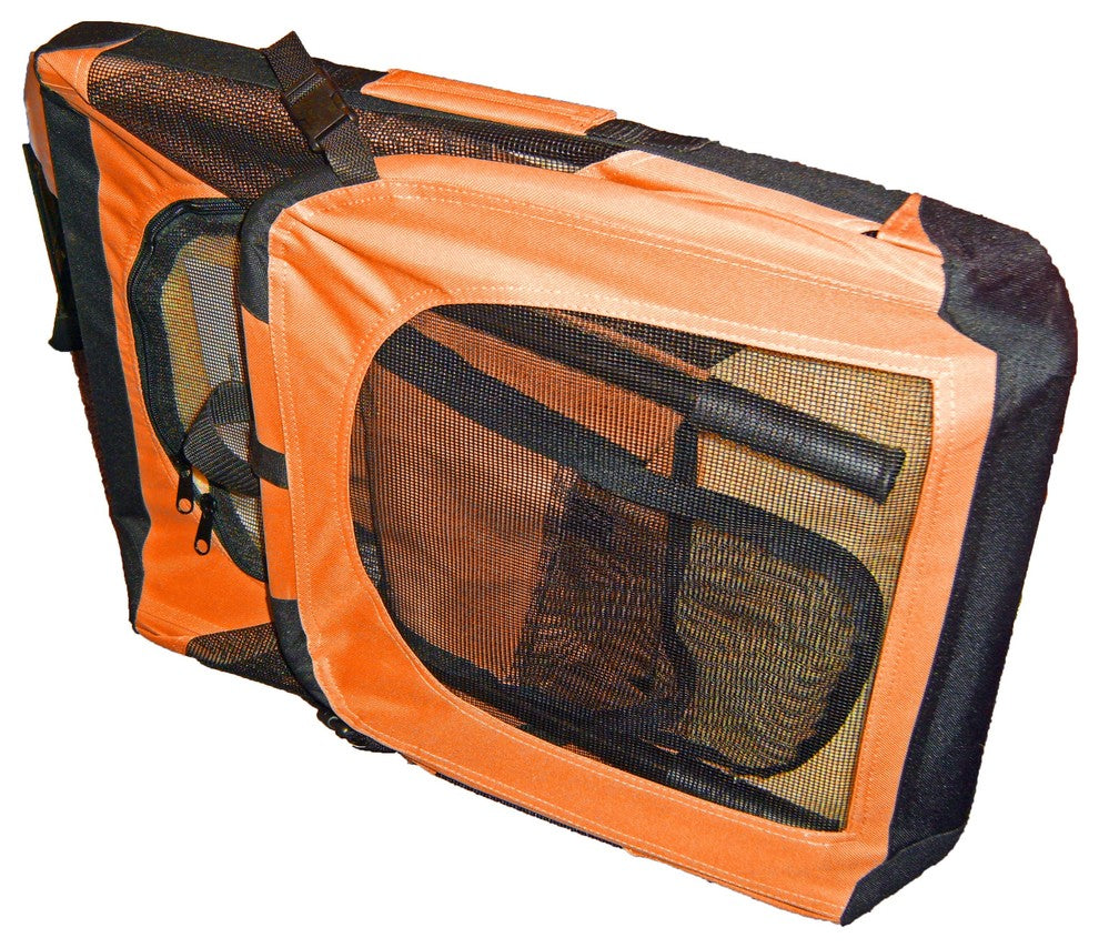 Folding Zippered Vista View House Pet Crate, Orange, Large
