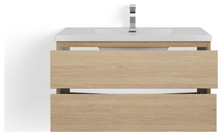 Beacon Bath Vanity, White Oak, 42", Single Sink, Wall Mount