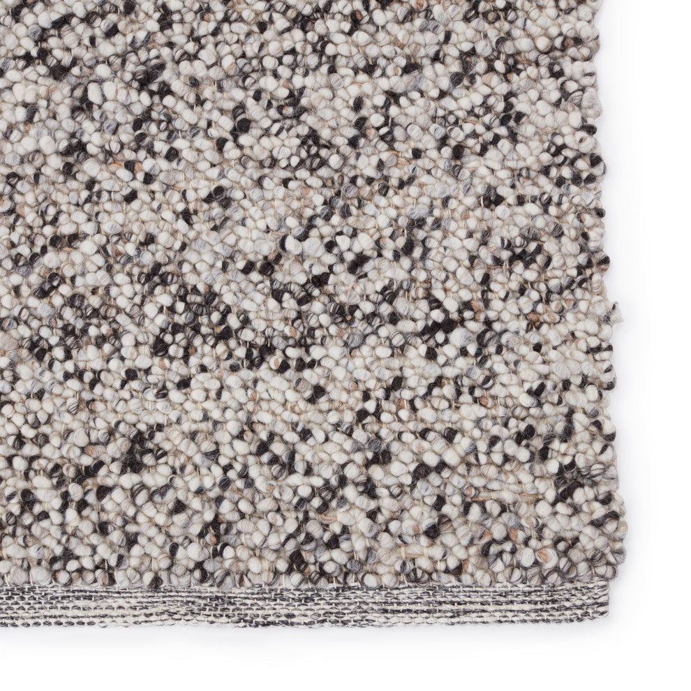 Hadren Handmade Solid Gray and Brown Area Rug, White and Black, 5'x8'