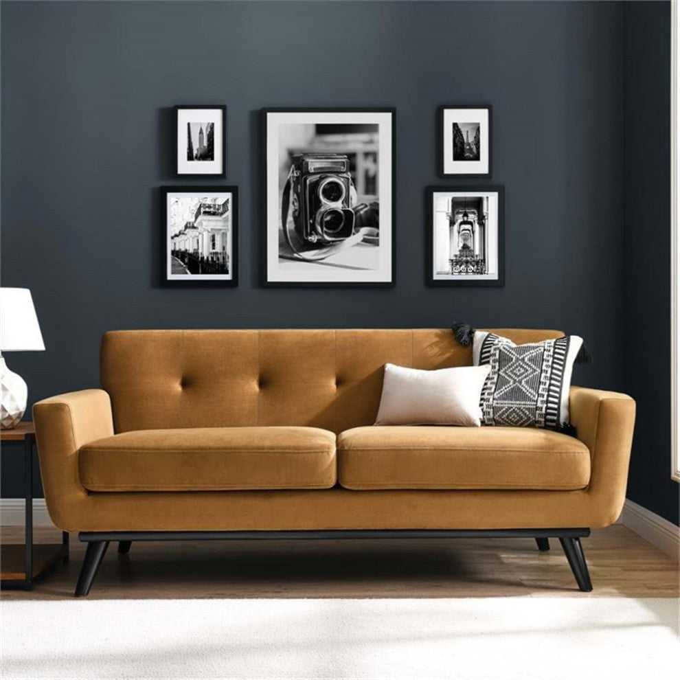 Engage Performance Velvet Loveseat, Cognac