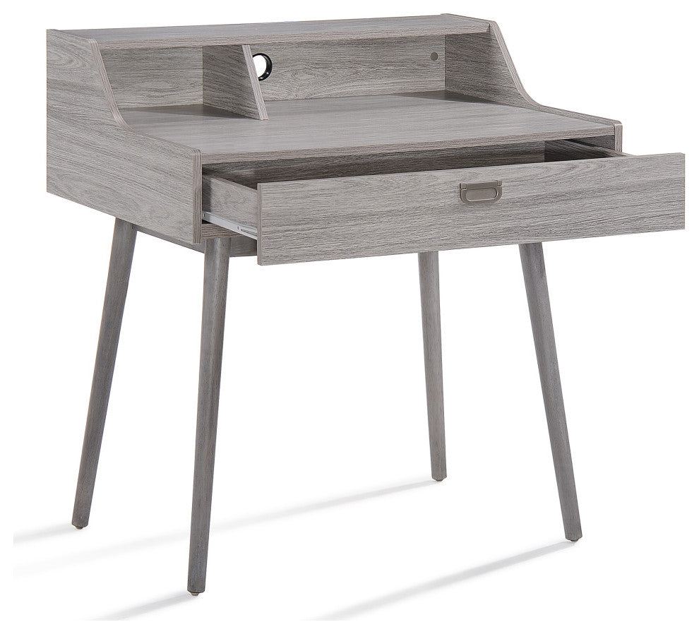GDF Studio Elyse Mid-Century Modern Finished Fiberboard Home Office Desk, Gray Oak