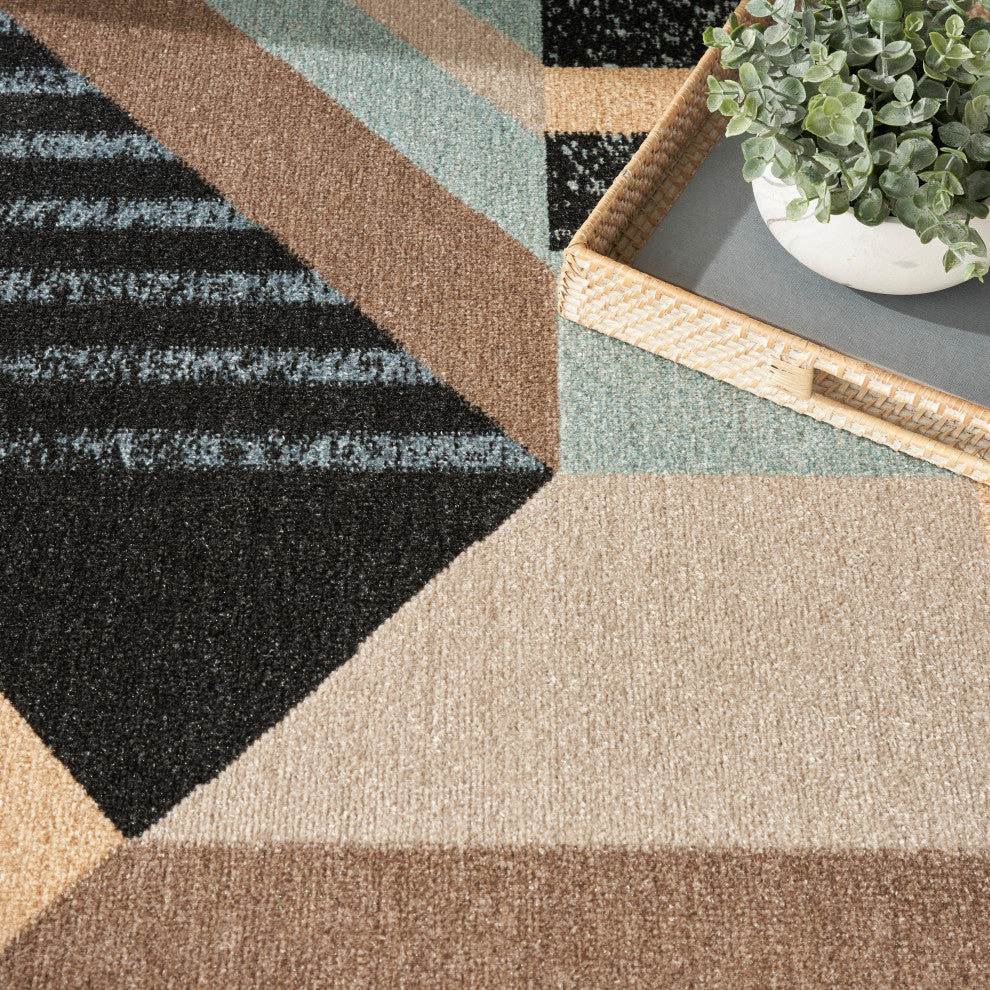 Nourison Washable Decor 9' x 12' Blue Multicolor Modern Indoor Rug