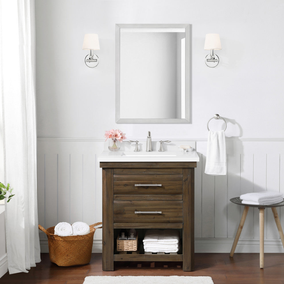Ove Decors Preston 30" Single Sink Bathroom Vanity, Rustic Almond Latte