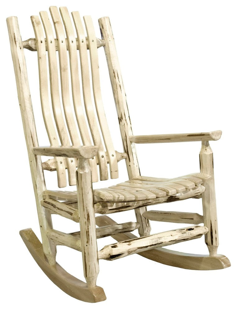 Montana Collection Adult Log Rocker, Clear Lacquer Finish