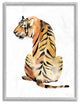 Tiger Posture Animal Watercolor Painting, 11"x14", Gray Frame