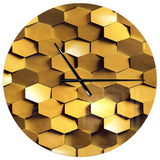 Golden Honeycomb Wall Texture Oversized Modern Metal Clock, 23"x23"