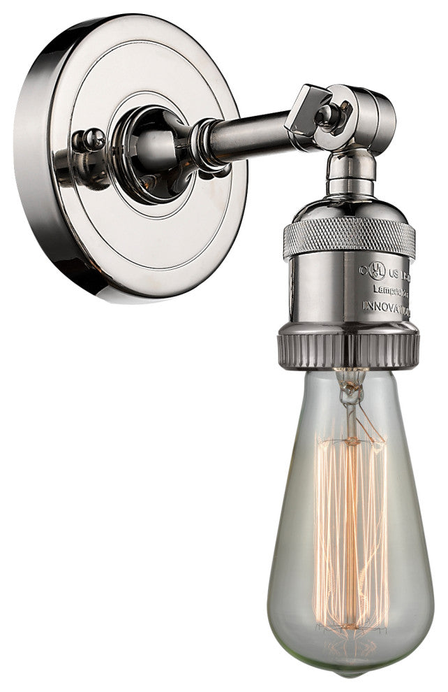 Bare Bulb 1 Light Sconce, Polished Nickel, LED