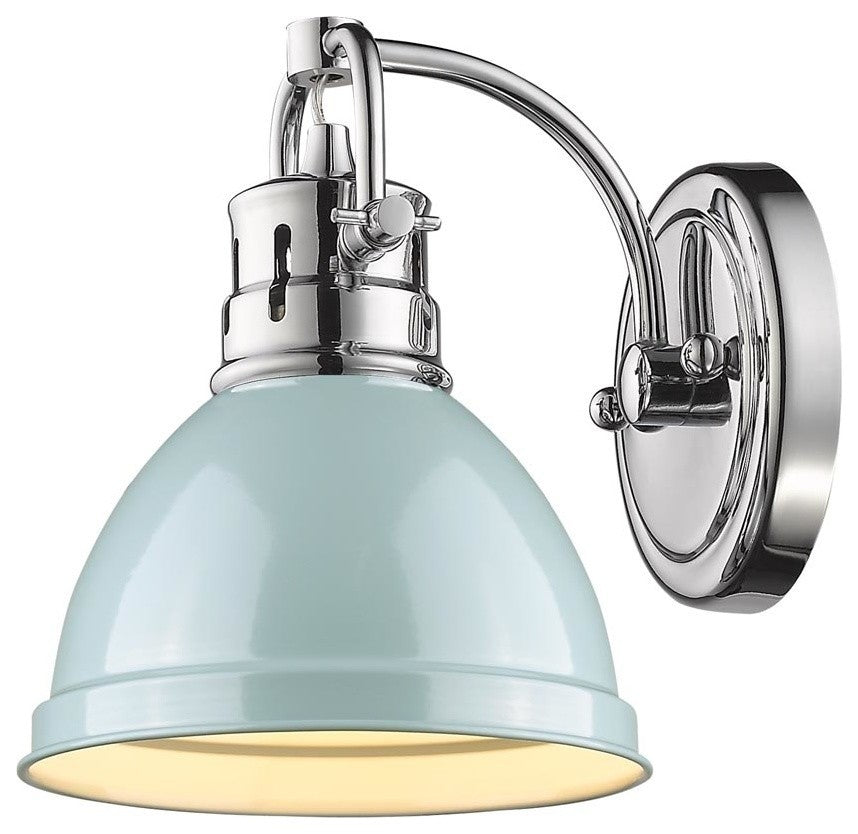 Golden Lighting Duncan 1 Light Bath Vanity, Shade: Seafoam, Chrome