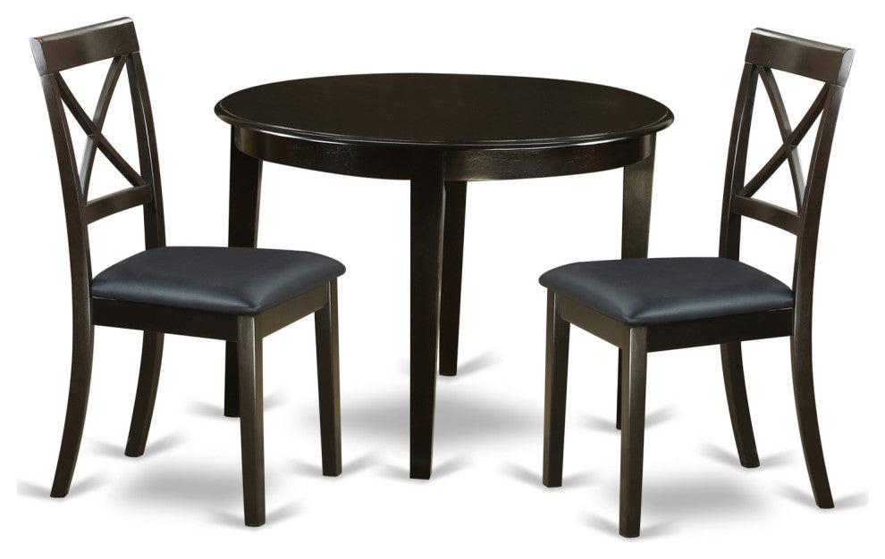 3-Piece Small Kitchen Table Set, Round Table and 2 Dining Chairs