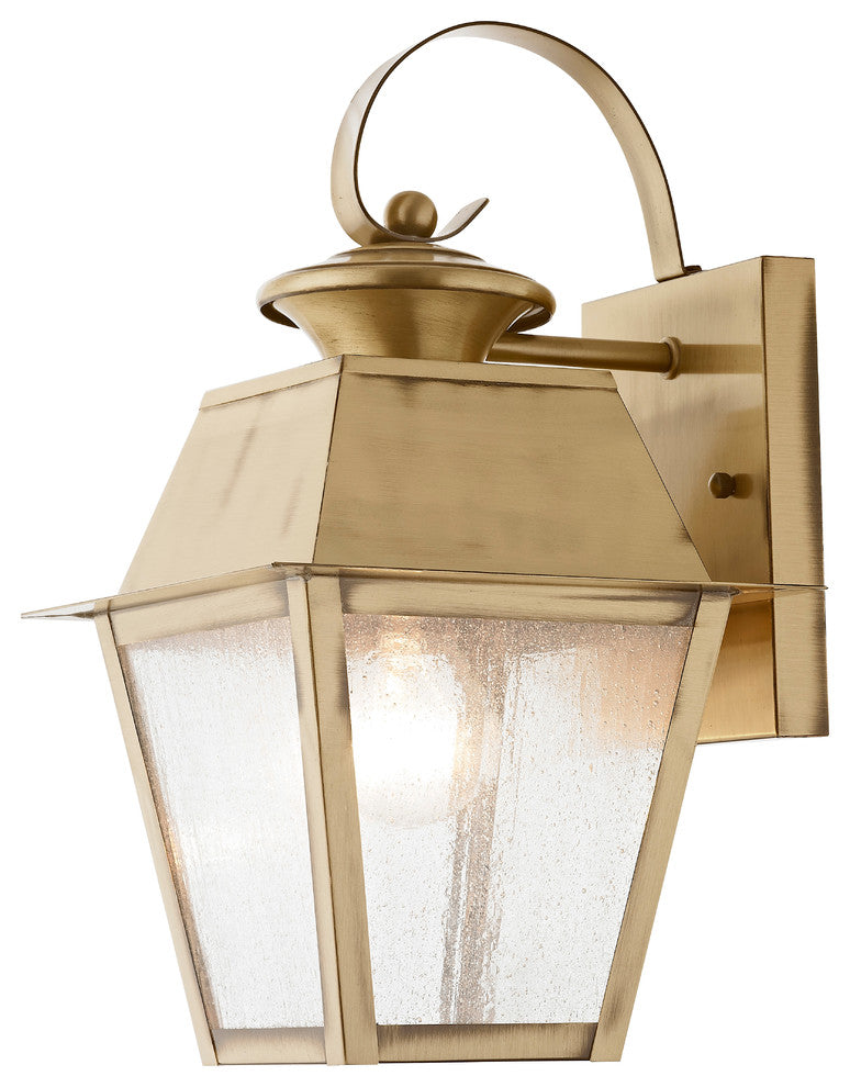 Mansfield Outdoor Wall Lantern, Antique Brass