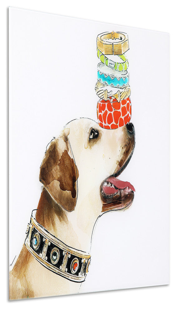 "Balancing Act" Dog Wall Art Print Frameless Free Floating Tempered Glass Panel