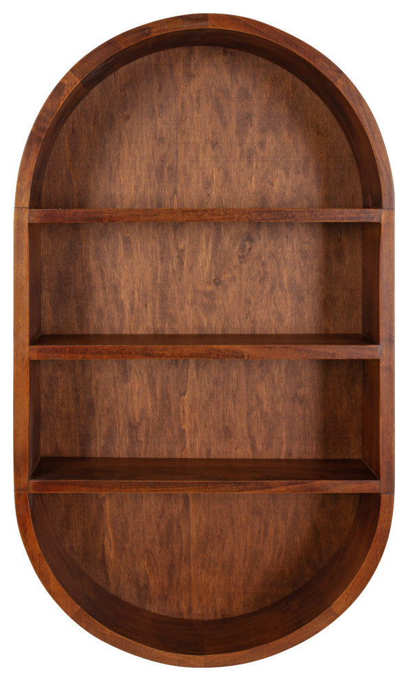 Hutton Wood Capsule Wall Shelf, Walnut Brown, 16x28