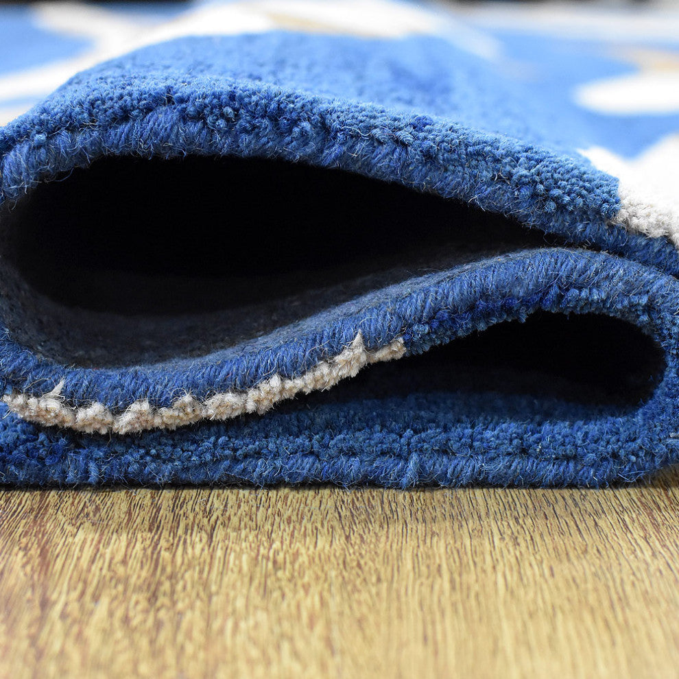 HAND TUFTED WOOL ECO-FRIENDLY AREA RUGS - Square,Blue,Contemporary