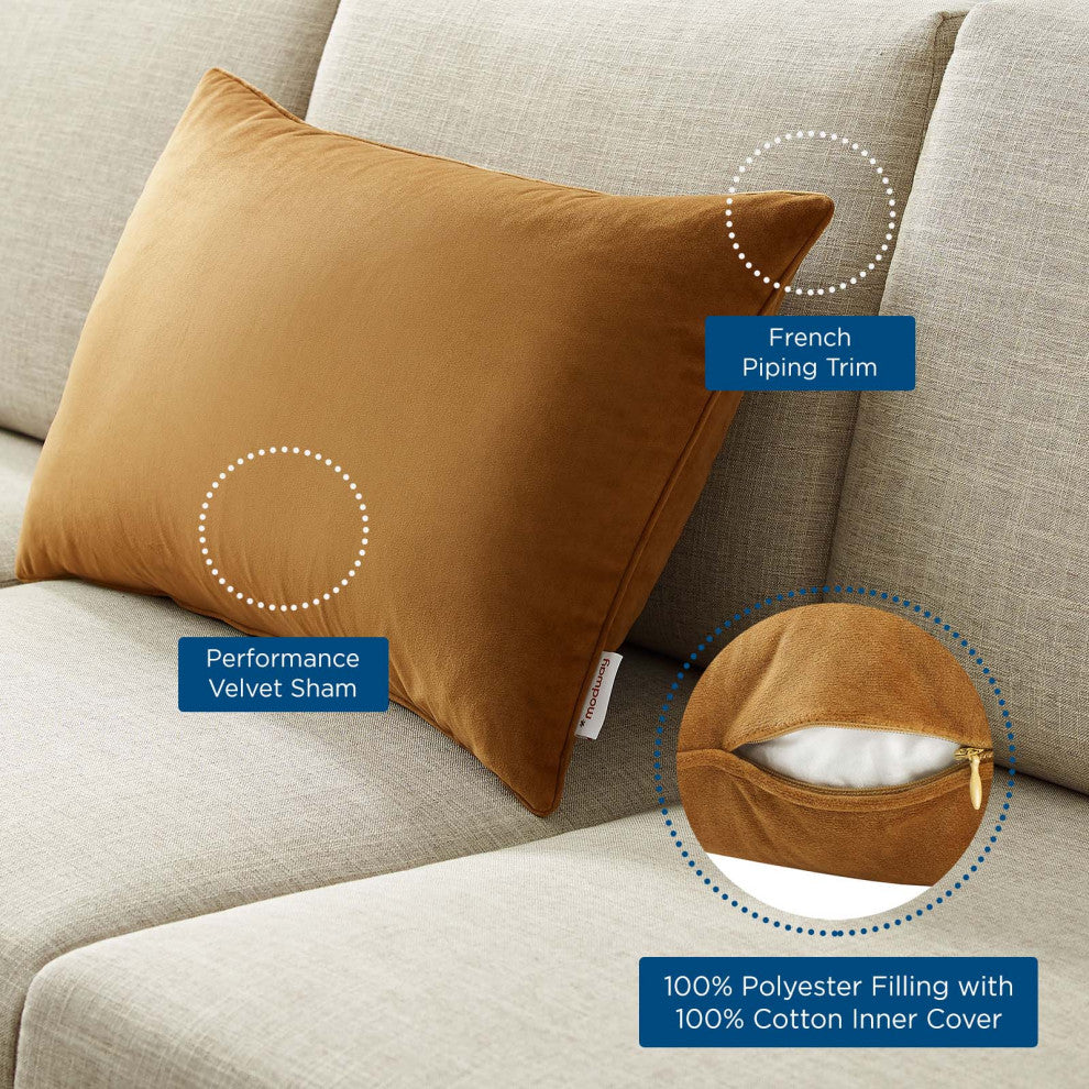 Accent Throw Pillow, Velvet, Brown, Modern, Living Lounge Hotel Hospitality