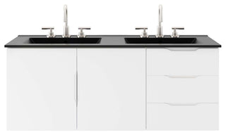 Vitality 48" Double Sink Bathroom Vanity, White Black