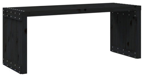 vidaXL Patio Bench Extendable Garden Bench Outdoor Seating Black Solid Wood Pine