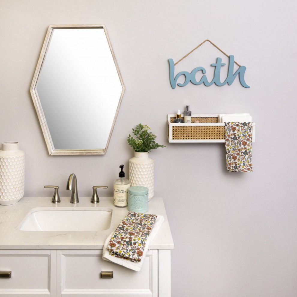 Blue Wooden Bath Hanging Wall D"cor