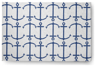 Anchor Pattern Nautical & Coastal Chenille Area Rug, Nautical Navy, 4'x6'