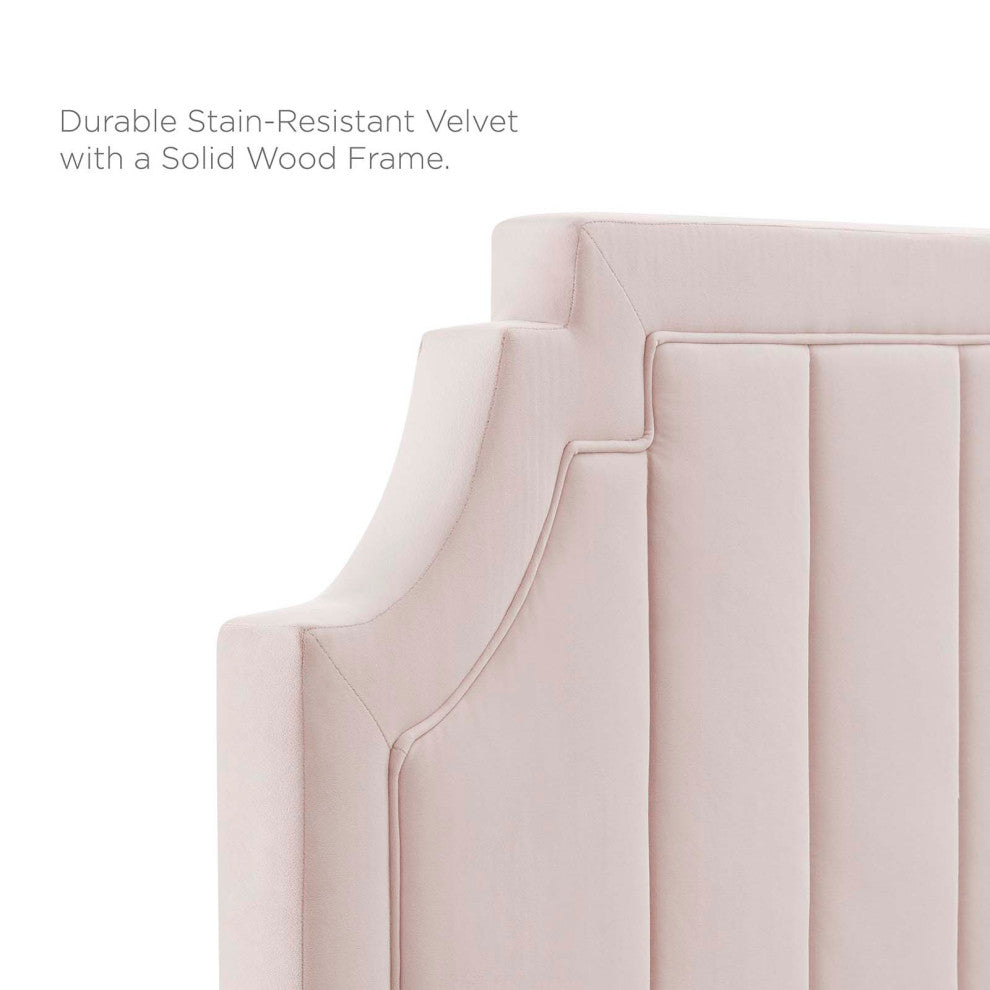 Sienna Performance Velvet Full Platform Bed, Pink