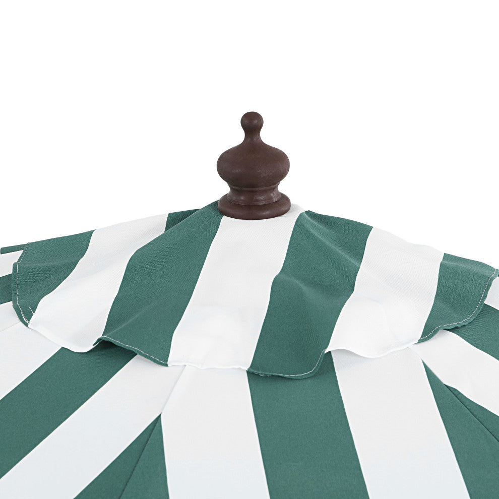 9ft Half Market Umbrella, Scalloped, Crank, Tilt, UV, Green, 108L x 56W x 97H