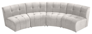 Limitless Velvet Upholstered 4-Piece Modular Sectional, Cream