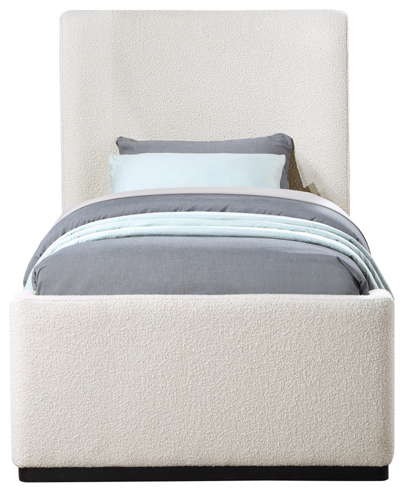 Oliver Boucle Fabric Upholstered Bed, Cream, Twin