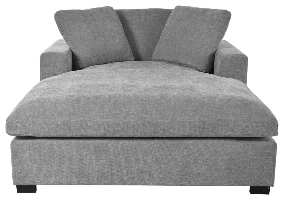 GDF Studio Extra-Large Lounge Chair With Durable Wood Legs & Cozy Fabric, Gray