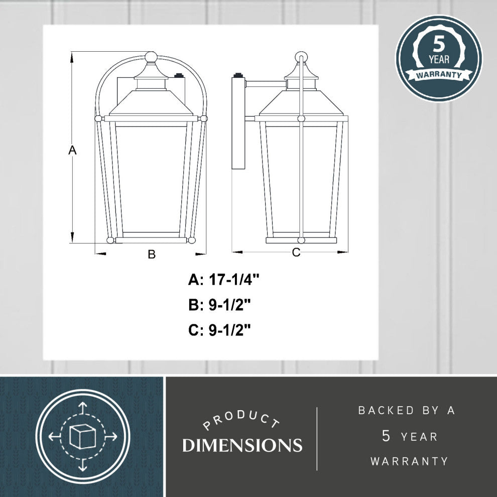 Vaxcel Lighting T0539 Lexington 3 Light 17" Tall Outdoor Wall - Textured Black