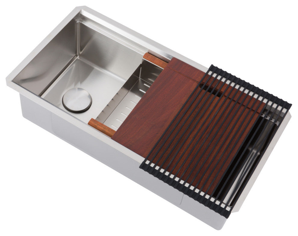 Workstation 36" Undermount Single Bowl Kitchen Sink With Faucet