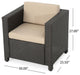 GDF Studio Palma Outdoor Brown Wicker Club Chairs, Cushions, Set of 4