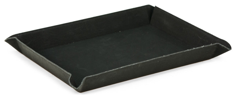 Large Black Leatherette Rectangular Valet