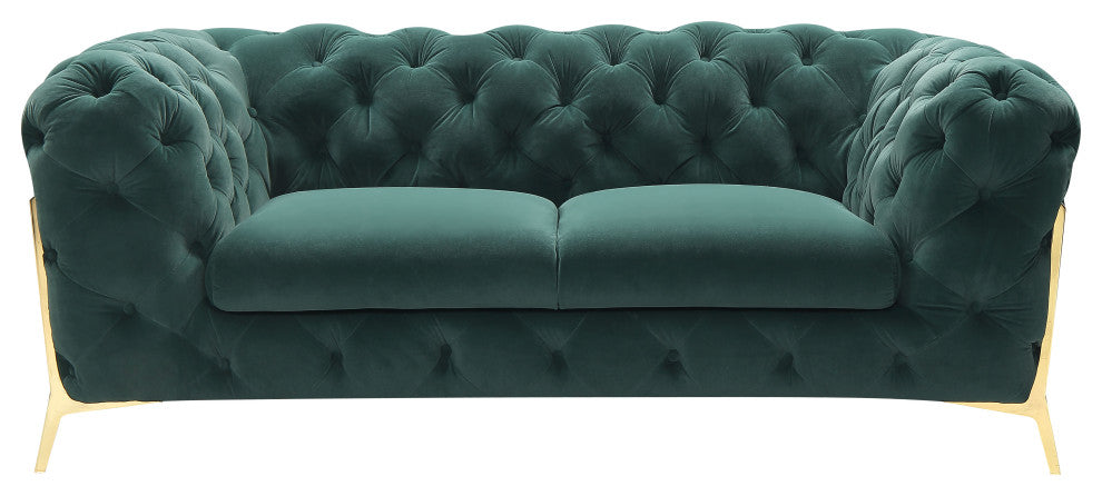 Divani Casa Sheila Transitional Emerald Green Fabric Loveseat