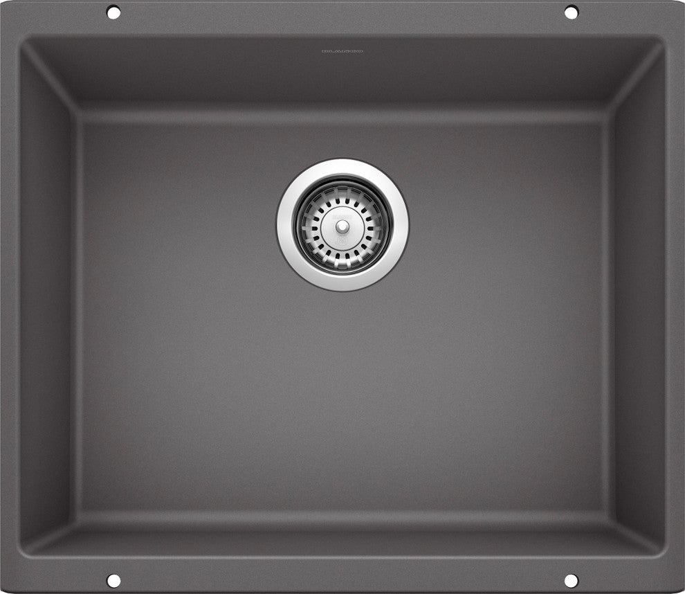 Blanco 18.1"x20.87" Granite Single Undermount Kitchen Sink, Cinder