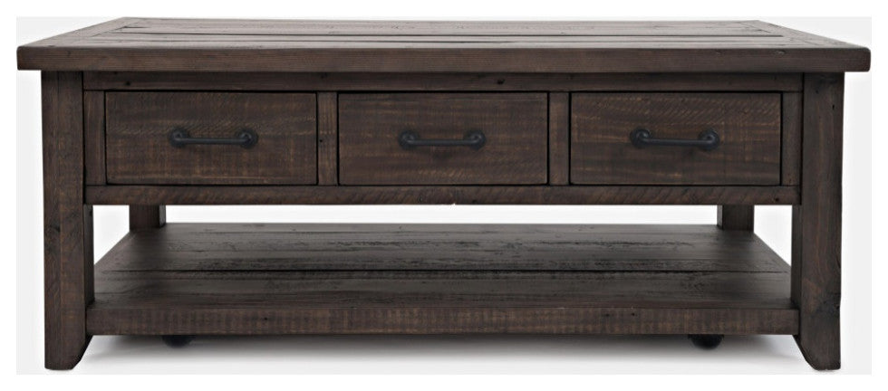 Madison County 48" Rustic Reclaimed Pine Farmhouse Harris 3 Drawer Coffee Table