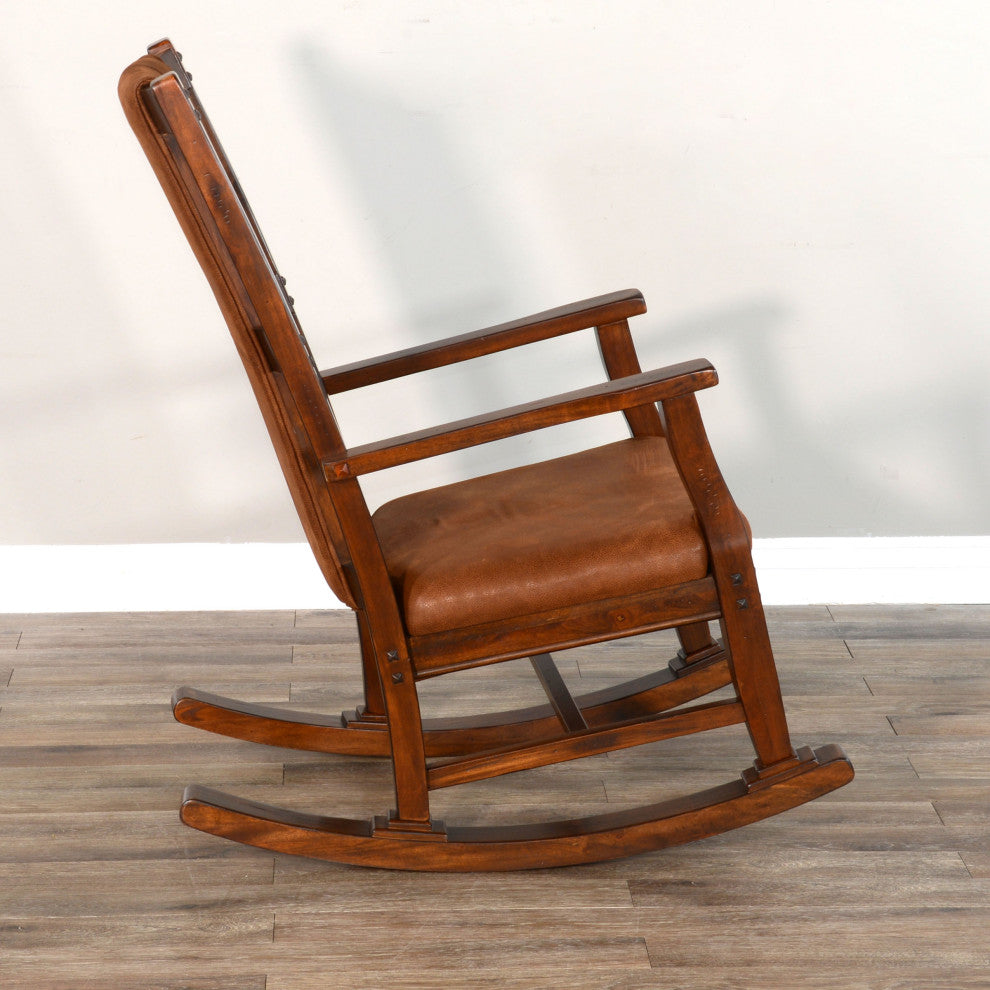 Sunny Designs Santa Fe Farmhouse Mahogany Wood Rocking Chair in Dark Chocolate