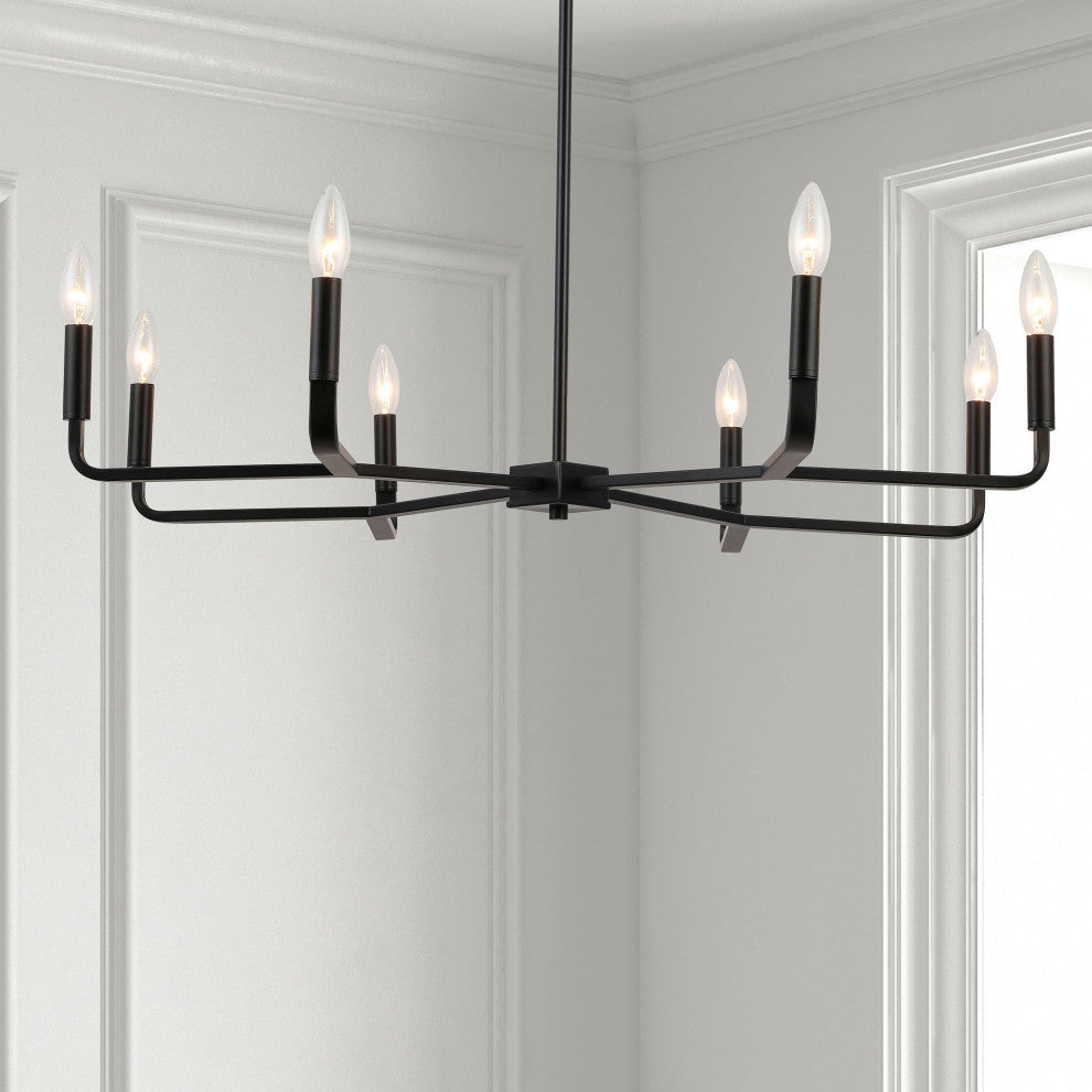 Colette Contemporary 8 Light Matte Black Metal Chandelier