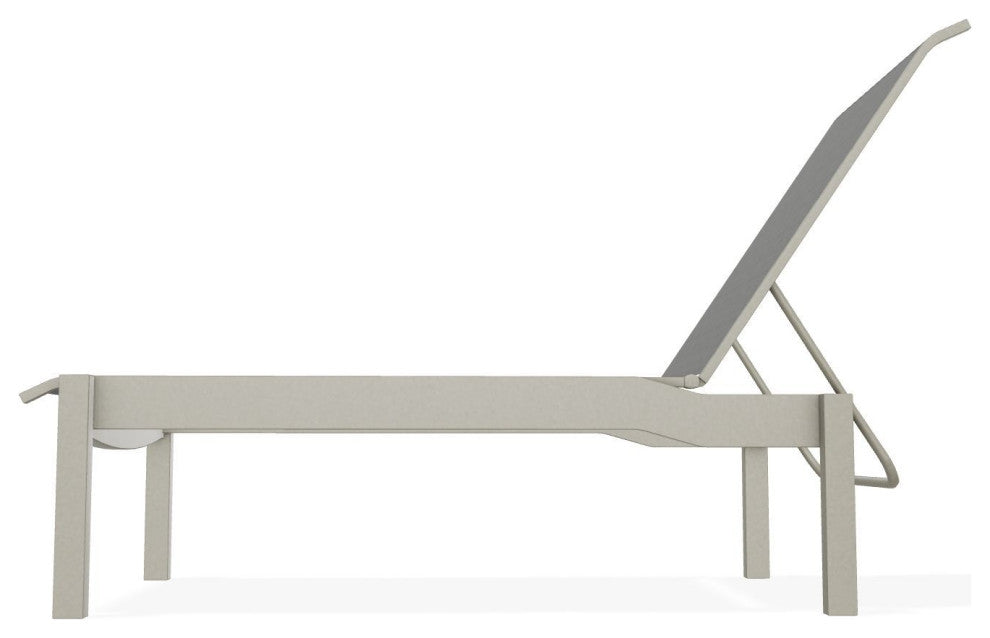 Leeward Sling Stackable Outdoor Chaise Lounge, Anchor/Storm