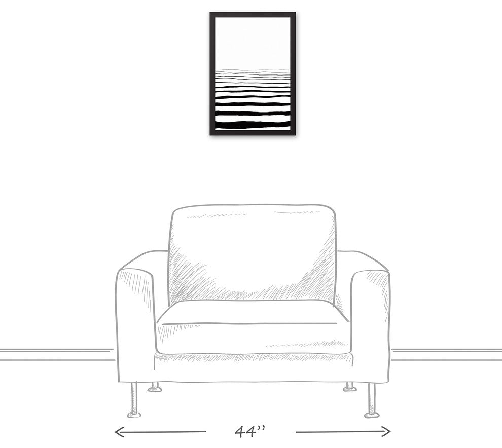 Into the Distance Black and White Abstract 12x18 Black Framed Canvas