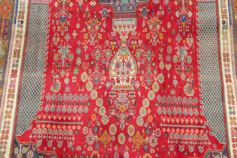 Consigned, Hand-Knotted Vintage Traditional Oriental Persian Area Rug, Red, 5x8