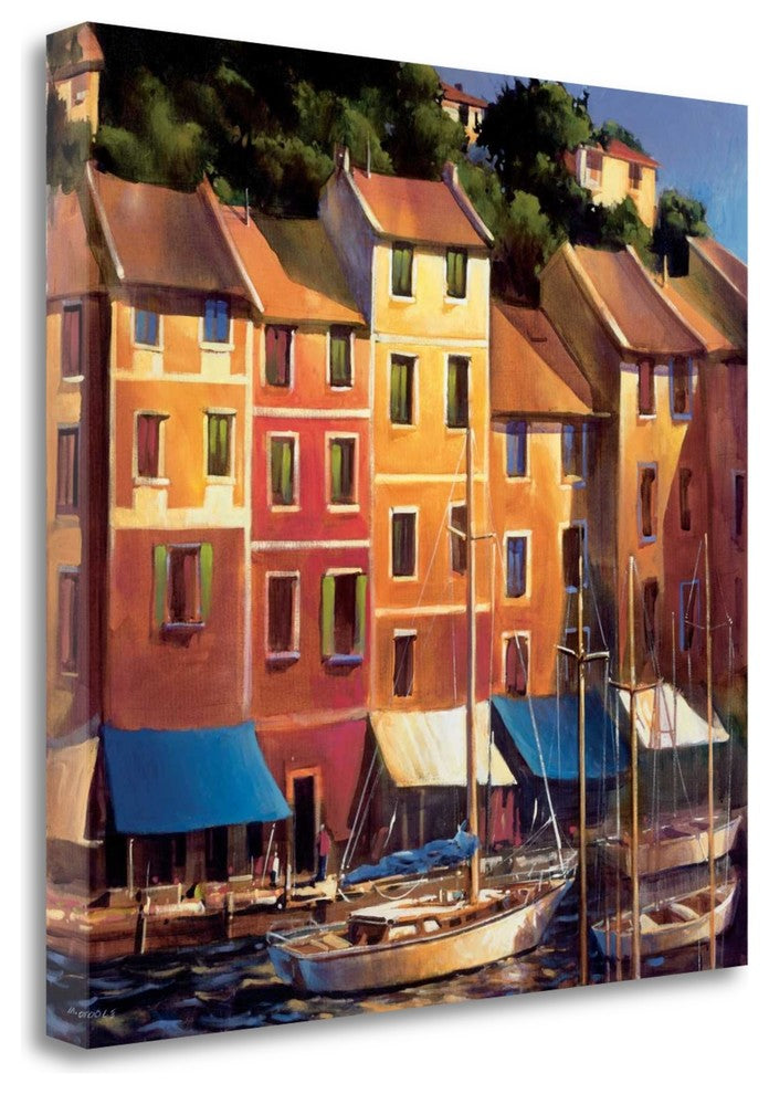 "Portofino Waterfront" By Michael Otoole, Giclee Print on Gallery Wrap Canvas