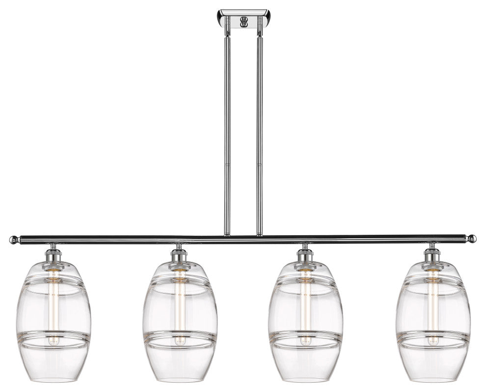 Ballston-Vaz 4-Light 48" Stem Island Light, 8"D Polished Chrome, Clear