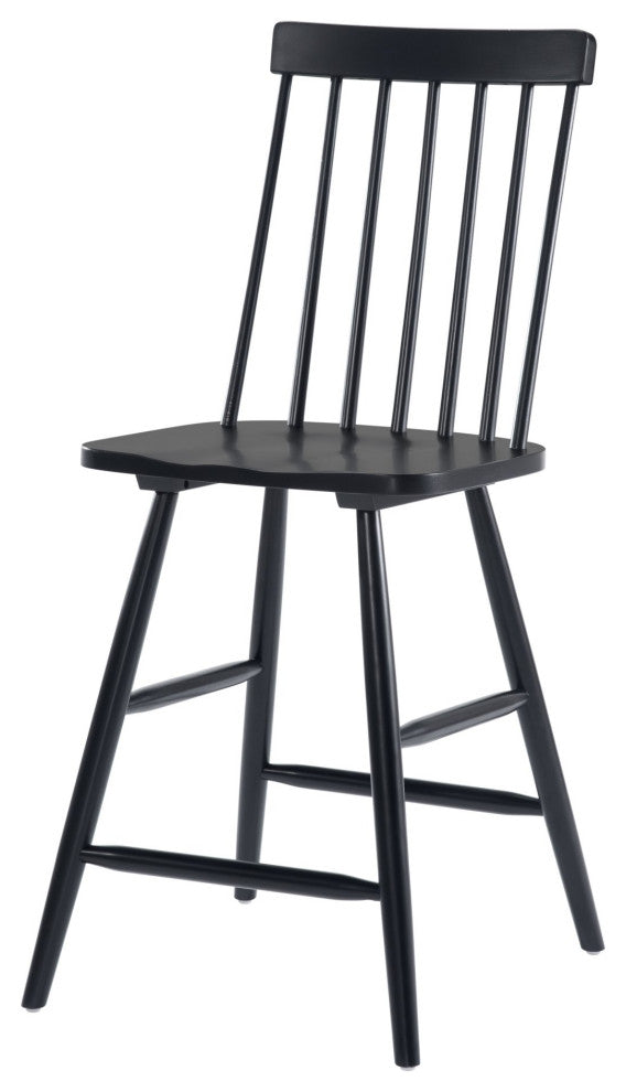 Counter Stool Chair, Wood, Black, Mid Century Bar Kitchen Pub Cafe Bistro
