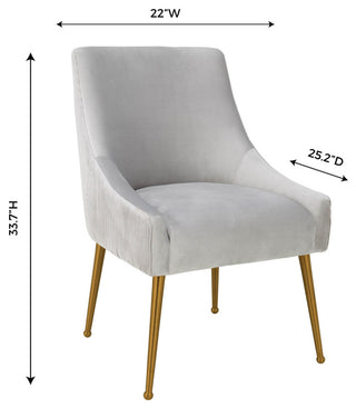 Beatrix Pleated Light Grey Velvet Side Chair - Light Grey