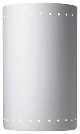 Ambiance ADA Outdoor Large Ceramic Cylinder Wall Sconce With Perfs, Bisque, LED