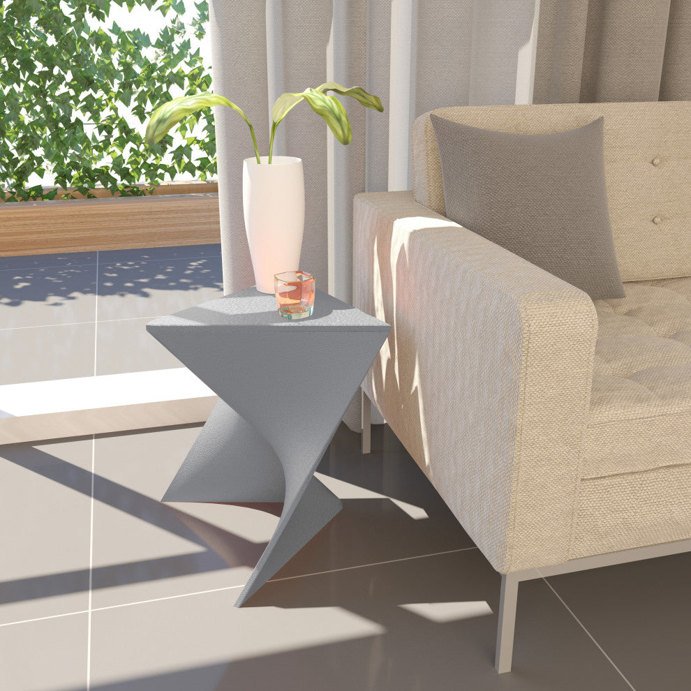 Leisuremod Randolph Modern Triangle Accent Side End Table, Gray, Set of 4