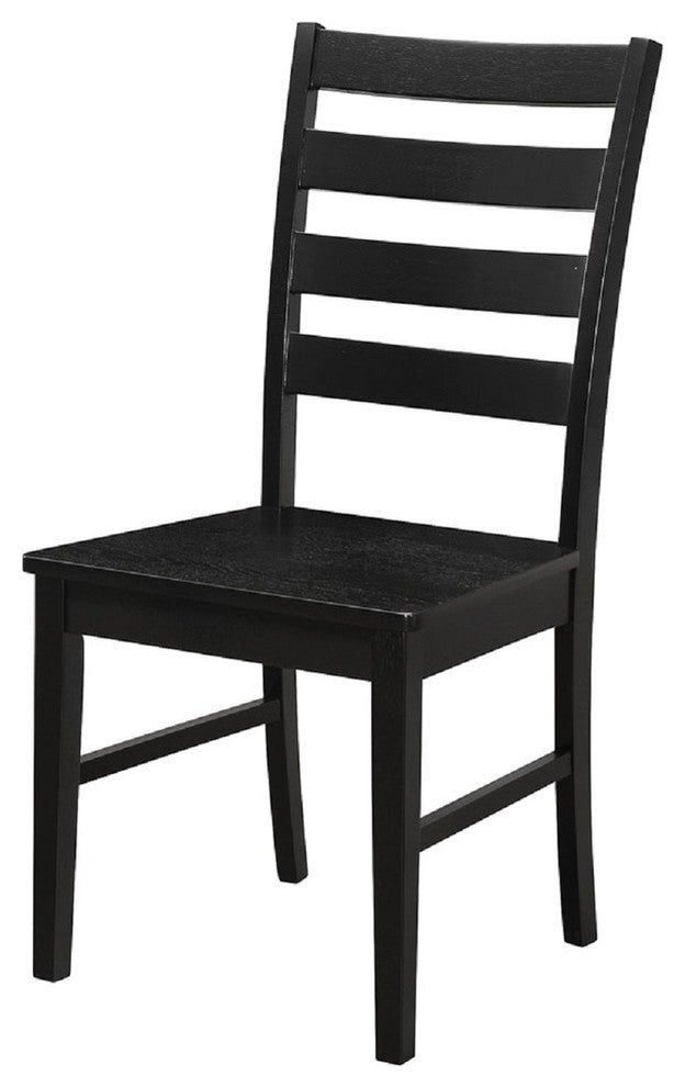 Wood Ladder Back Dining Chairs, Set of 2, Black