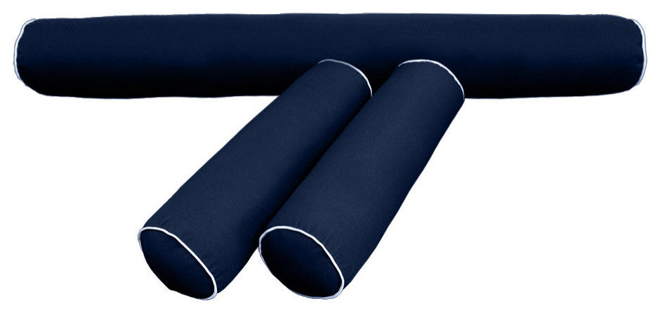 Style 6 Twin-XL Contrast Pipe Trim Bolster Pillow Outdoor Slip Cover ONLY AD101