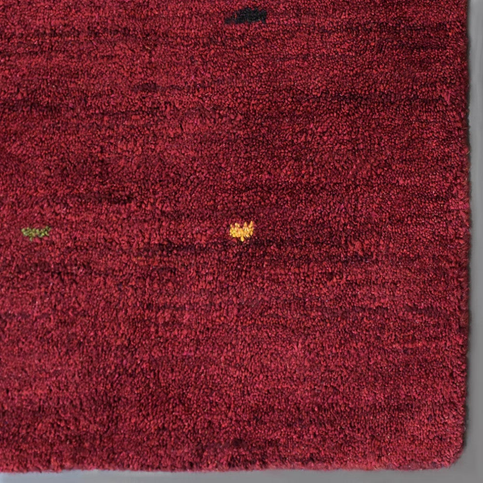 Hand Knotted Loom Silk Mix Area Rug Contemporary Red